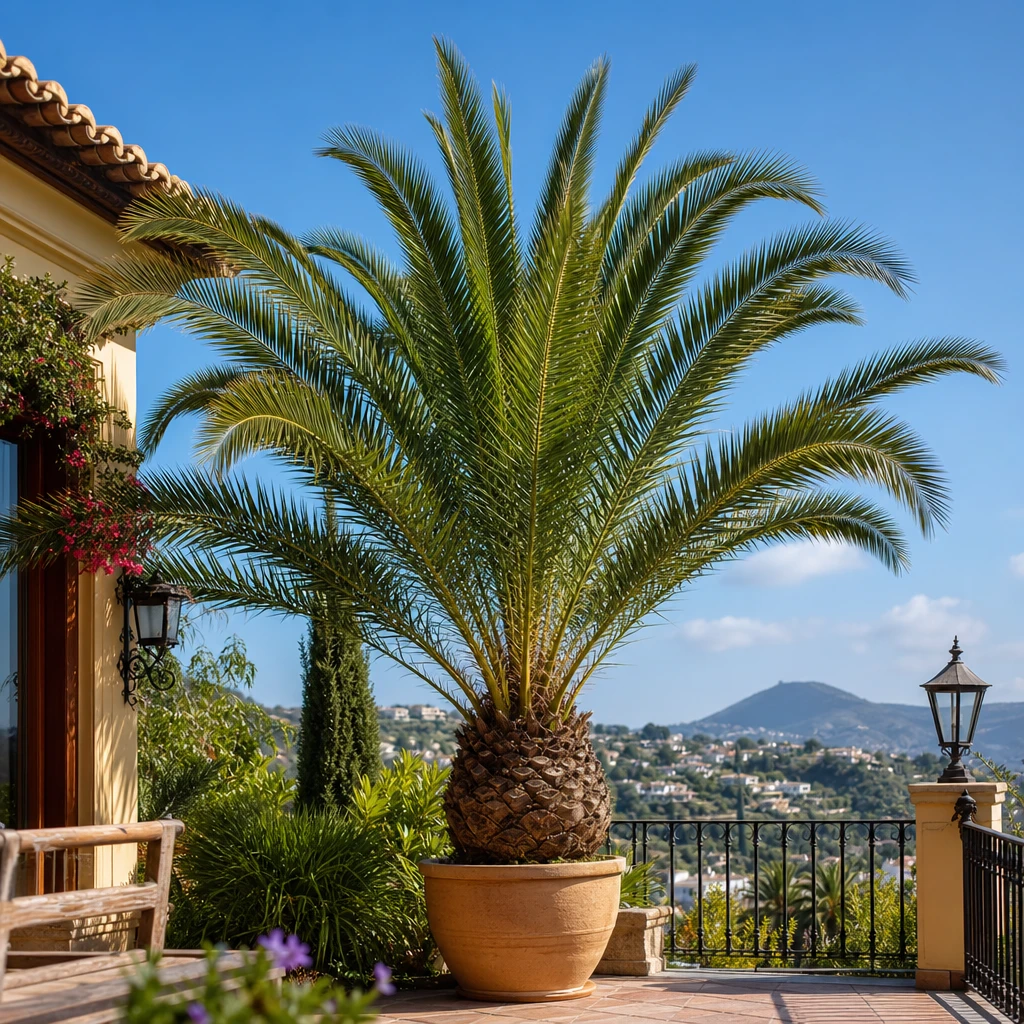 Een Phoenix canariensis die na gerichte verzorging weer volop straalt als de echte brenger van de vakantiesfeer