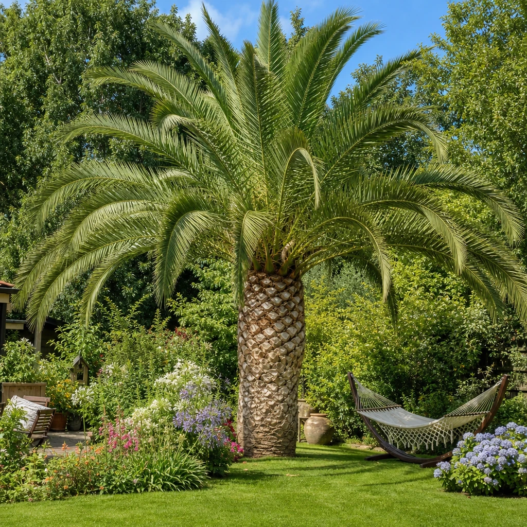 Grote palm in tuin in Gelderland